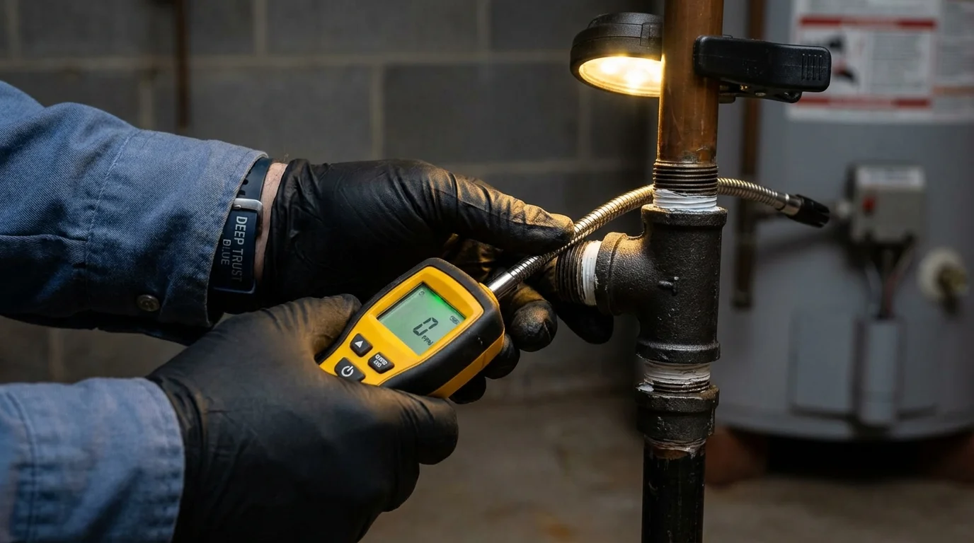 Gas leak detection with electronic sniffer by Johns Plumbing LLC in Hayesville