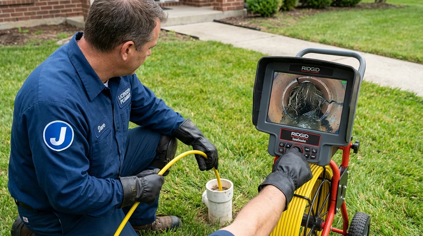 Sewer camera inspection being performed by Johns Plumbing LLC in Hayesville