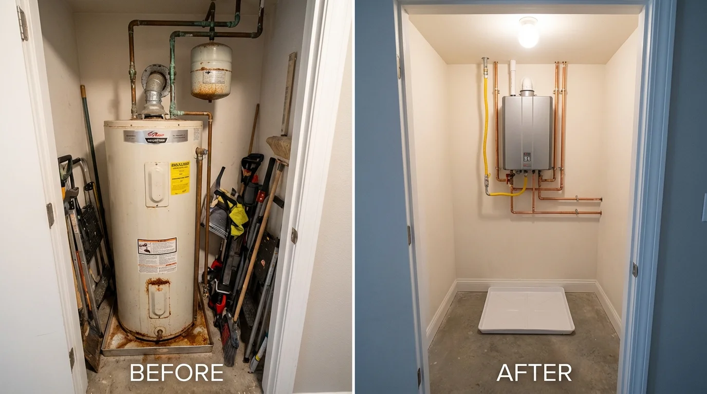 Tank water heater versus wall-mounted tankless unit comparison for Hayesville, NC homeowners