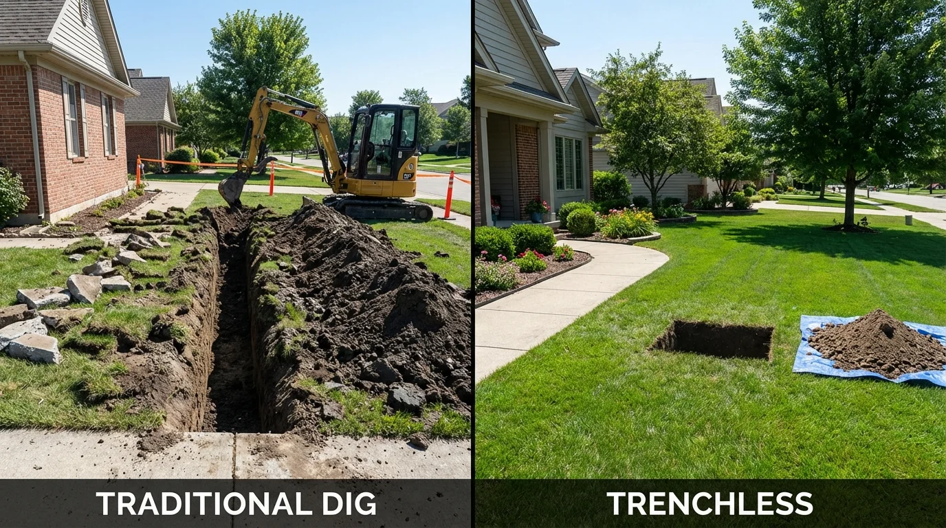 Trenchless sewer repair with minimal yard damage versus traditional excavation in Hayesville, NC